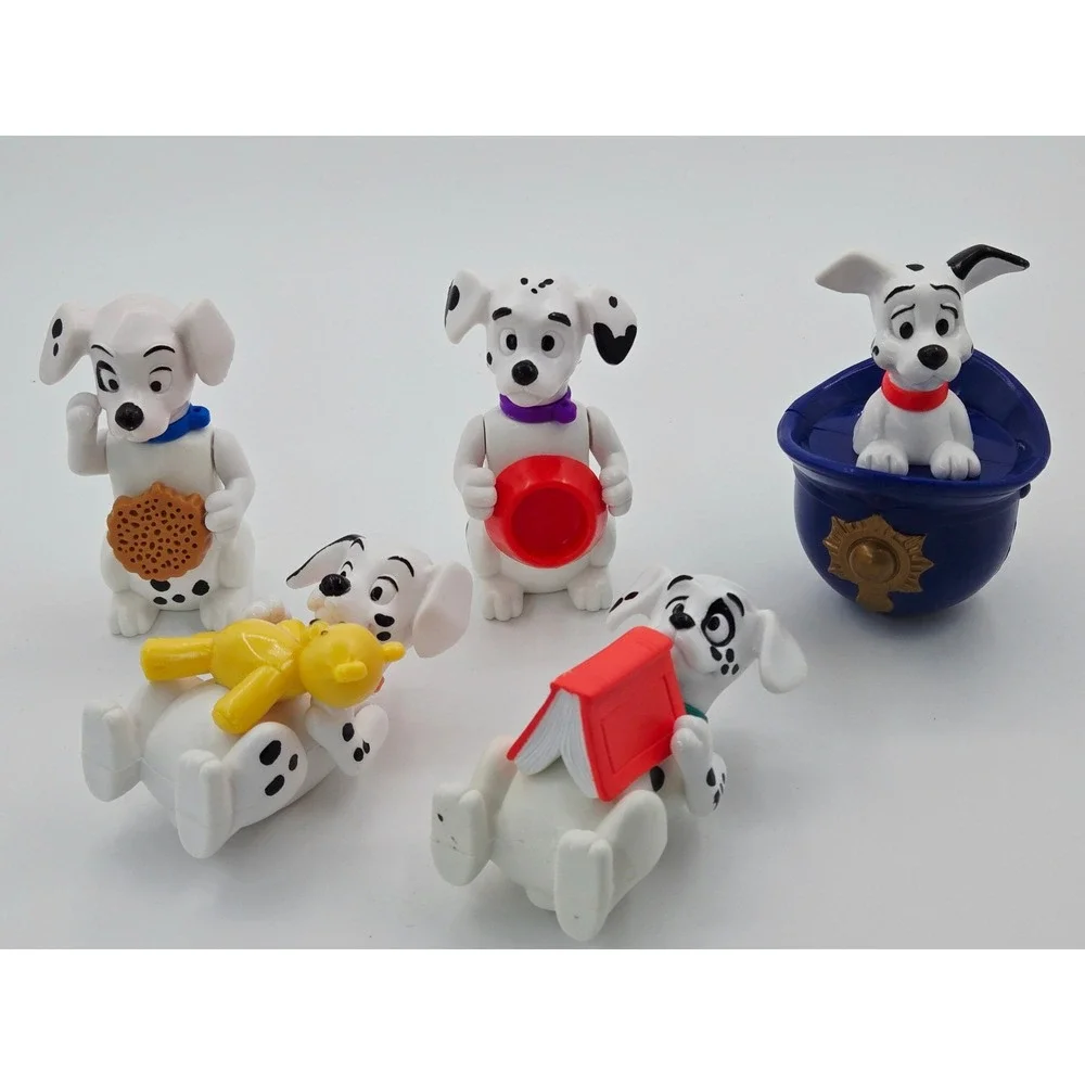Disney 101 Dalmatians Vintage‎ Toy Figures Lot of 5 Puppies Police Hat Cookie